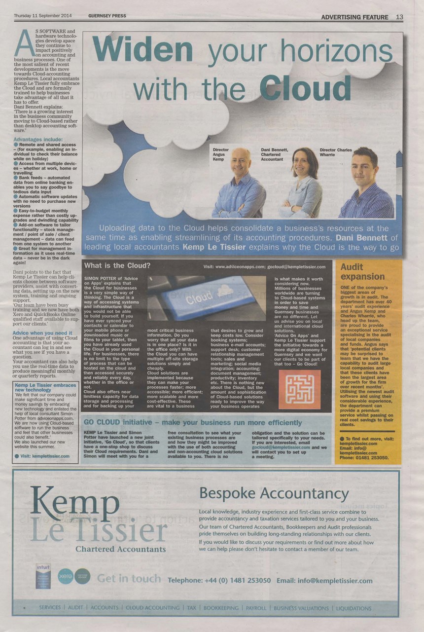 Guernsey Press advert September 2014